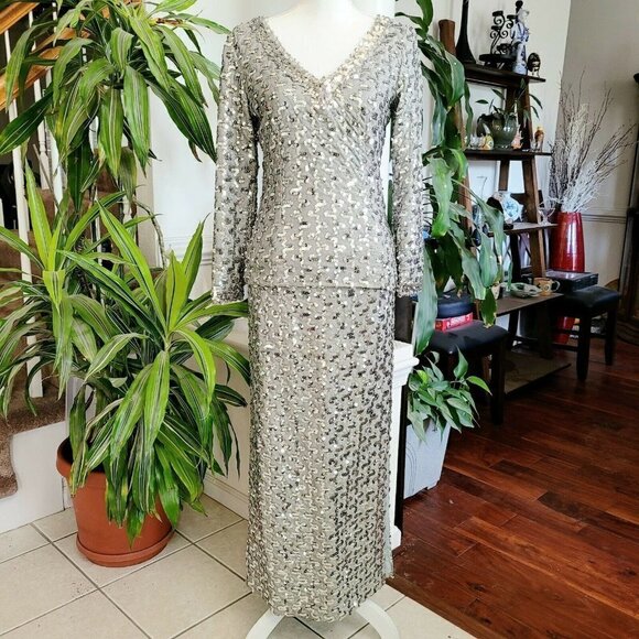 Vintage Lilli Diamond California Sequined Formal Blouse Skirt Set NWT 1965-1967 - Picture 2 of 12